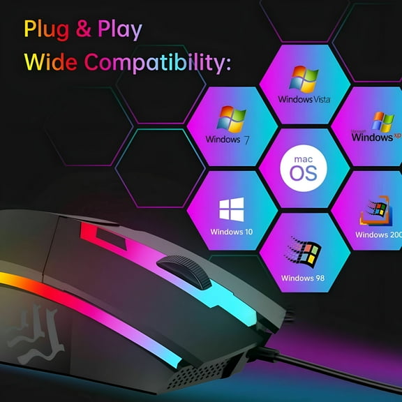 GJX 3 in 1 Gaming Keyboard Bundle and Mouse and Gaming Headset Combo RGB LED Rainbow Backlit Wired for PC Gaming Bundle