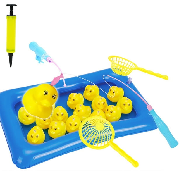 Kids Duck Fishing Bath Toys Set With 1 Fishing Pole And 7 Rubber Du
