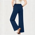 thumbnail image 6 of Plus Size Women's Soft Fabric Straight Leg Pants with Pockets, Mid Elastic Waist, Stretchy Slim Fit, Casual Business Lounge Wear, Long Pants for Women | UKHCCC,Blue 2XL, 6 of 6