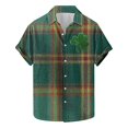 thumbnail image 1 of Blusa y camisa de manga corta con cuello vuelto para hombre, blusa de moda para el Día de San Patricio con estampado de manga corta y solapa., 1 of 4