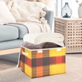 thumbnail image 5 of Orange Plaid Pattern Large Storage Bins with Linen Collapsible Lid Storage Box 16.7 x 12.6 x 11.8in, 5 of 7