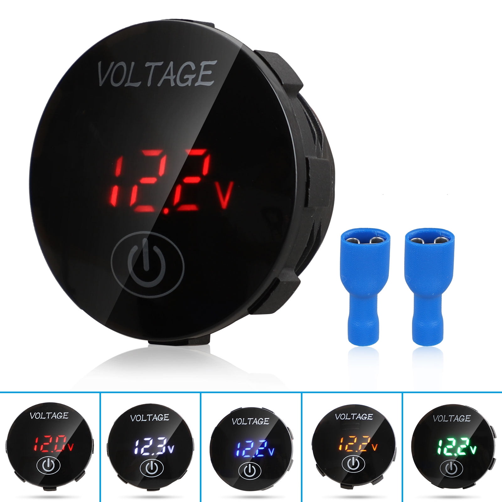Blue LED Cllena Digital Multimeter Current Tester /& Voltage Tester for Boat Marine Vehicle Motorcycle Truck ATV UTV Car Camper LED Round Panel