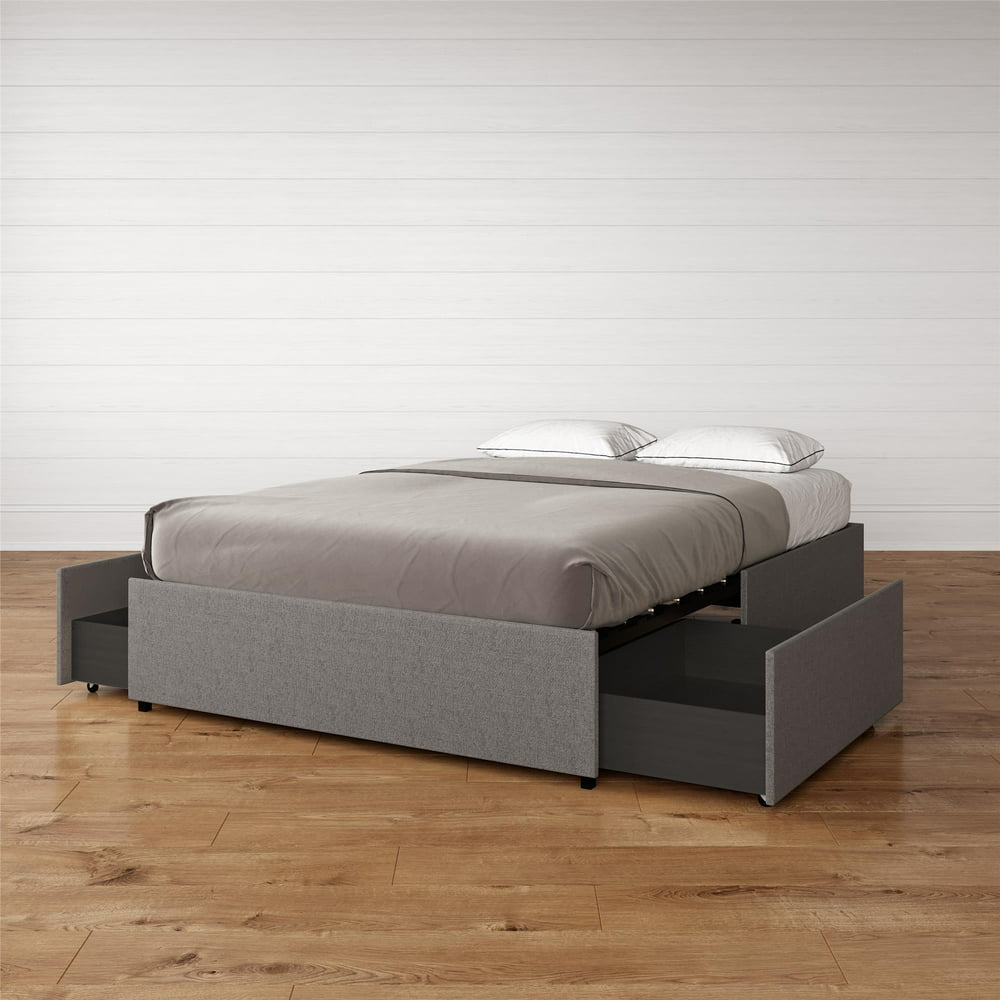 DHP Maven Platform Bed with Under Storage, King Size Frame, Grey