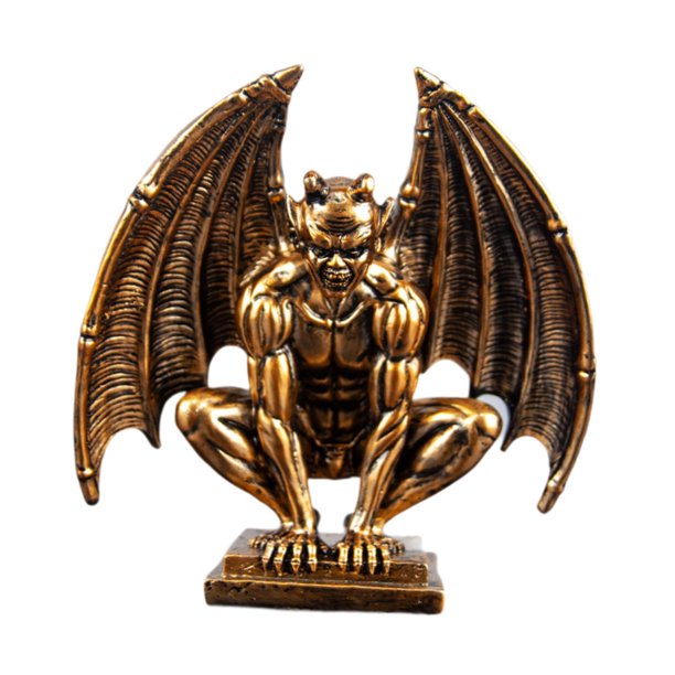Figura de resina, estatua de ángel demonio, obra de de colección, regalo dorado, adorno de mesa, escultura para escritorio, inauguración de