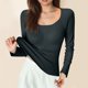 thumbnail image 5 of Sudaderas para mujer,Camiseta básica para mujer, con acolchado en el pecho, manga larga sin costuras, poliéster, ropa informal para el hogar, sopatenor, 5 of 9