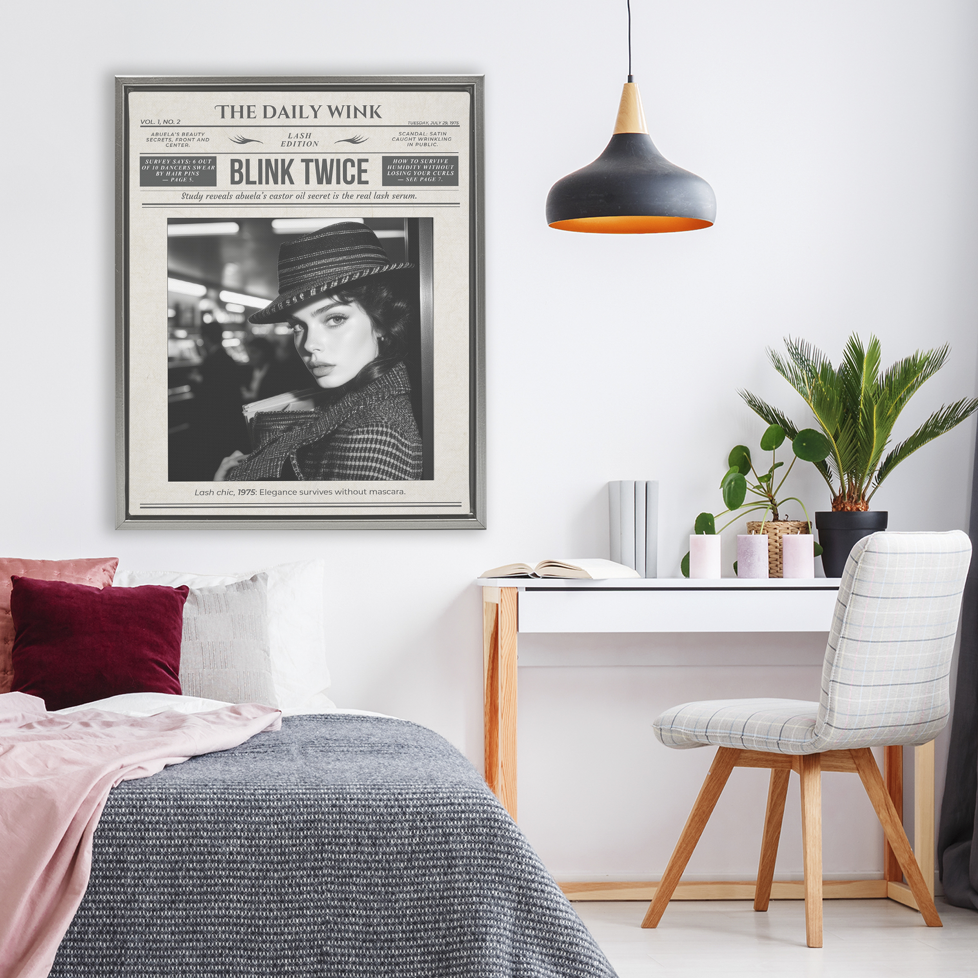 The Daily Wink Magazine Gray Framed Floater Canvas Wall Art, design by A Barefoot Stylist