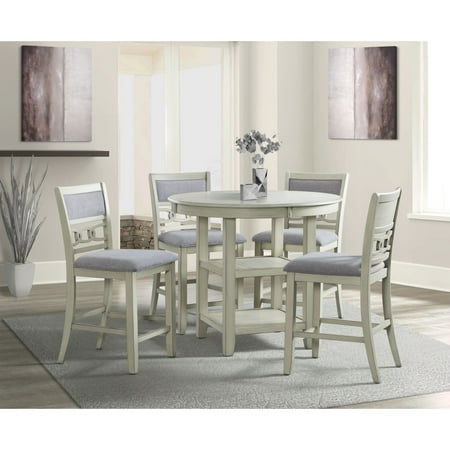 White Round Kitchen Table And Chairs Picket House Furnishings Taylor Counter Height 5PC Dining Set-Table and Four Side Chairs in Bisque ()