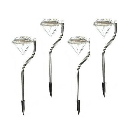 

4Pcs Diamond-Shape Solar Powered LED Stake Lights Garden Lawn Yard Decor Lamp