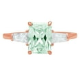 thumbnail image 4 of 1.5 ct Emerald Cut Simulated Green Diamond 3 Stone 14K Rose Gold Womens Engagement Ring, 4 of 5