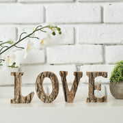 MyGift 4 inch Rustic Brown Wood Decorative Sign,  'Love' Block Letters