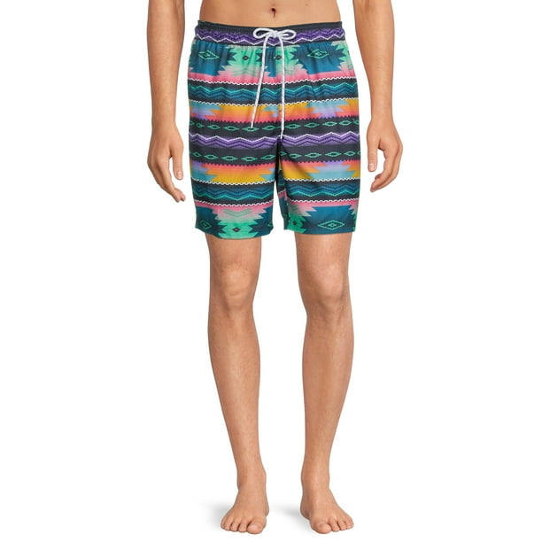 No Boundaries Men's & Big Men's Novelty Print 7" Swim Trunks