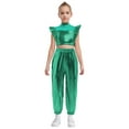 thumbnail image 3 of Nyeemya Kids Girls Jazz Hip Hop Dance Outfit Shiny Metallic Crop Top with Jogger Pants Set for Stage Performance Green 10, 3 of 6