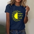 thumbnail image 2 of WTXUE T-Shirts à Manches Courtes, Col Rond, Graphiques, Femmes, T-Shirt d'Été Tournesol, Blouse Ample, Coton Floral, Chemises pour Femmes Décontracté pour Femmes Plus, Marine/Tournesol L, 2 of 6
