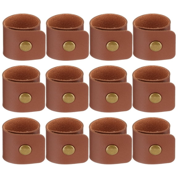 Uxcell 12Pcs Leather Napkin Rings Rustic Table Decor Thanksgiving Brown