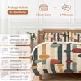 thumbnail image 6 of 3 Piece Abstract Boho Duvet Cover Set Queen Size,Microfiber Comforter/Quilt Cover with Corner Ties and 2 Pillowcases,Vintage Multicolored Geometric Stripes All Season Soft Bedding with Zipper Closure, 6 of 8