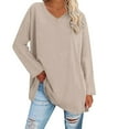 thumbnail image 2 of TODOZO Women's Oversized T Shirts V Neck Tees Summer Long Sleeve Casual Comfy Cozy Tunic Tops Loose Fit Shirts Solid Basic Tops Womens Long Sleeve Tops Oversized T Shirts Striped Shirts Round Neck, 2 of 5