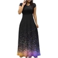 thumbnail image 1 of RKSTN Robes d'Été pour Femmes 2023 Mode Été Imprimé Floral Longues Jupes Décontractées Col Rond Manches Courtes Boho Plage Robe Maxi, 1 of 4