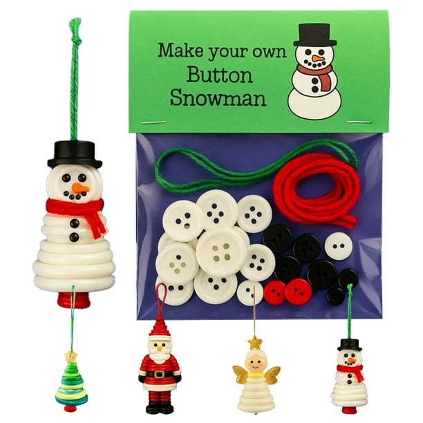 Juego Navideña Kit Adornos para Manualidades Navideñas Botón DIY (hombre Nieve)