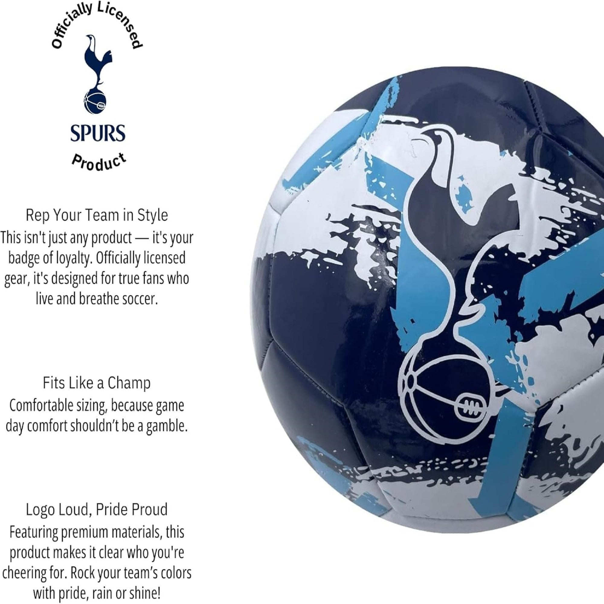 Icon Sports Tottenham Hotspur Soccer Ball - Brush [White Blue] Size 5