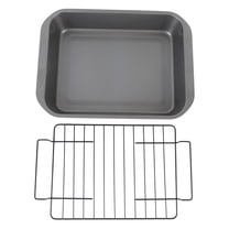 BOKYAN 11”x15” Nonstick Carbon Steel Roasting Pan with Oil‑Control Rack – Heat‑Resistant, Rectangular, Multi‑Functional Baking Tray