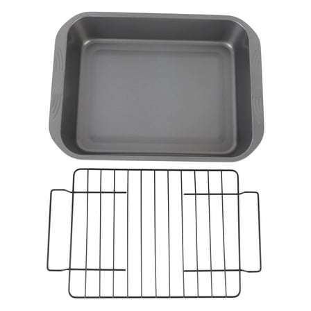 BOKYAN 11”x15” Nonstick Carbon Steel Roasting Pan with Oil‑Control Rack – Heat‑Resistant, Rectangular, Multi‑Functional Baking Tray
