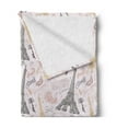 thumbnail image 2 of Paris Soft Flannel Fleece Throw Blanket, Eiffel Tower Sketch with Hand Lettering City Name Keys Quill Love Capital, Cozy Plush for Indoor and Outdoor Use, 70" x 90", Multicolor, by Ambesonne, 2 of 5