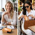 thumbnail image 4 of SEANATIVE Double Eyeglass Case Zipper Glasses Case Sunglasses Pouch for 2 Pairs of Eyeglasses Sunglasses, Multifunctional Eyewear Organizer Portable Eyewear Accessories, White Cat Print Orange, 4 of 7