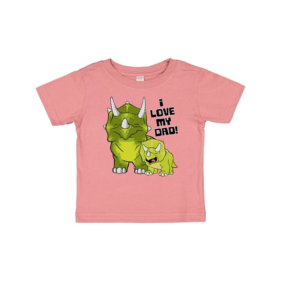 Inktastic I Love my Dad with Baby and Daddy Triceratops Boys or Girls Baby T-Shirt