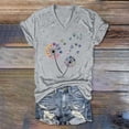 thumbnail image 2 of Women's Dandelion Print T-Shirt V-Neck Loose Fit Fashion Summer Trendy Tee, 2 of 3