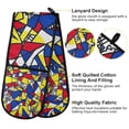 thumbnail image 2 of Yayeee Double Oven Mitt Kitchen Heat Resistant Baking 35" x7" Quilted Glove, Art Triangles, 2 of 6