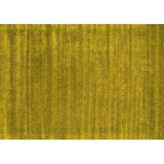 Ahgly Company Machine Washable Indoor Rectangle Abstract Yellow Contemporary Area Rugs, 4' x 6'