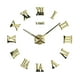 thumbnail image 1 of Reloj de pared grande plateado 3D sin marco con dígitos romanos, adhesivo para decoración de pared DIY Oro, 1 of 6