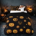 thumbnail image 3 of Homewish Halloween Glowing Pumpkin Duvet Cover Queen, Mini Bat Silhouette Queen Bedding, Black Orange, Black Reversible 3 Pieces, 1 Duvet Cover and 2 Pillowcases, 3 of 7