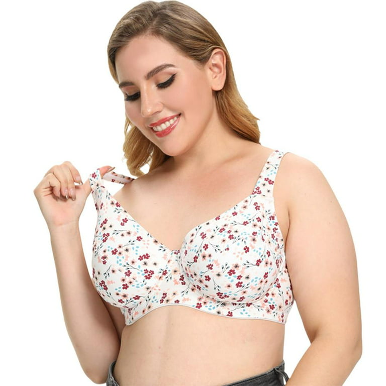 Women Plus Size Bras Seamless Push Up Bra Floral Print Underwire Underwear  Basic Beauty Underwire Bra - 42DD 