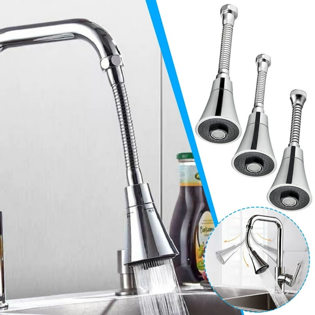 Slash Prices,Home Accessories Faucet Sprayer,Rotary Water-Saving Filter Extender With Three-Speed Booster Nozzle,PENDANE,Silver
