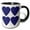 Black/White, variant on 3drose, Four Big Blue Contemporary Dot Patterned Hearts, 11oz Magic Transforming Mug