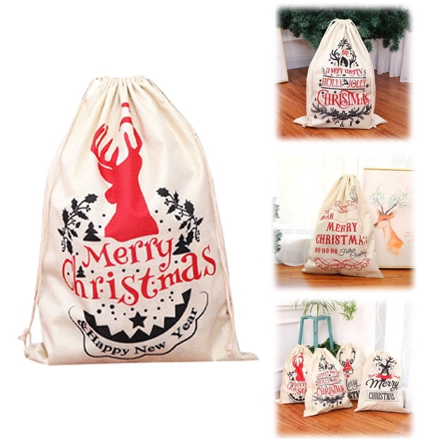 Christmas Santa Sack Large Christmas Canvas Gift Bag With Drawstring Reusable Personalized Best Gift For Xmas Package Storage Christmas