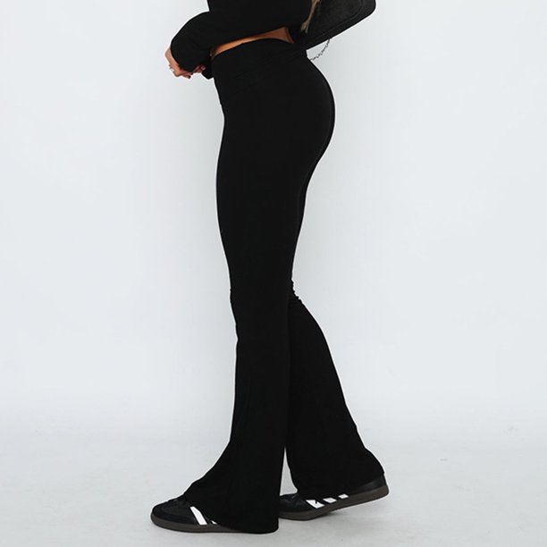 Pantalones Pantalones básicos para mujer Slim Fit Color sólido Estilo Y2K Traje de vacaciones (Negro M) Kuymtek Negro T M para Mujer