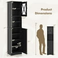 thumbnail image 4 of Giantex 67" Tall Bathroom Cabinet, Floor Storage Cabinet w/Acrylic Door & Adjustable Shelves, Black, 4 of 9