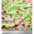 thumbnail image 1 of Soimoi Rayon Fabric Leaves,Floral & Mushroom Vegetable Decor Fabric Printed Yard 42 Inch Wide, 1 of 1