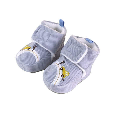 

Shoes For Kids Winter Children Baby Toddler Shoes Boys And Girls Floor Cotton Shoes Plush Warm And Comfortable Hook Loop Cartoon Car Pattern
