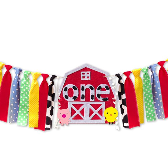 BESTYASH Accesorio Para Fiesta Cumpleaños Banner Banderín Tema Granja Fácil De Usar