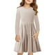 thumbnail image 2 of Odeerbi Niñas Manga Larga A-Vestido de Manga Larga Para Niñas Vestido Acampanado de Primavera Vestido Elástico de Colores Sólidos Vestido de Patinadora Twirly Vestido de Recital Escolar, 2 of 9