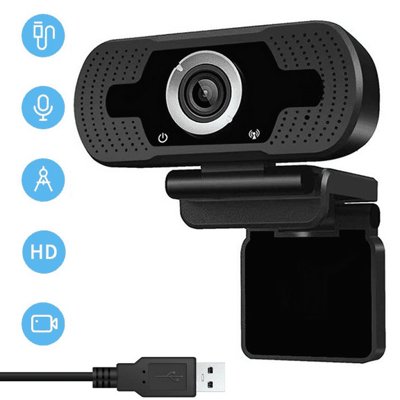 1080P HD Webcam - Plug and Play Video Calling Camera with Built-In Mic and Rotatable Clip
