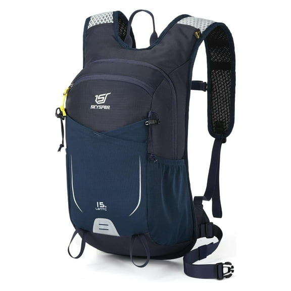 SKYSPER 15L Hiking Backpack Small Travel Daypack Breathable Lightweight Day Hike Bag with Shoulder Pocket Women Men, Blue