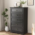 thumbnail image 5 of 5 Drawer Dresser, Wood Chest of Drawers for Bedroom, Vintage Storage Cabinet Dresser Organizer Unit with Antique Bronze Round Handles for Living Room, Closet, Hallway, Entryway, 5 of 13