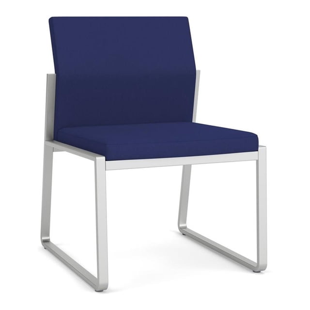 Fauteuil d'Appoint Sans Accoudoirs pour Réception et Salle d'Attente Gansett / Acier Argenté / Bleu