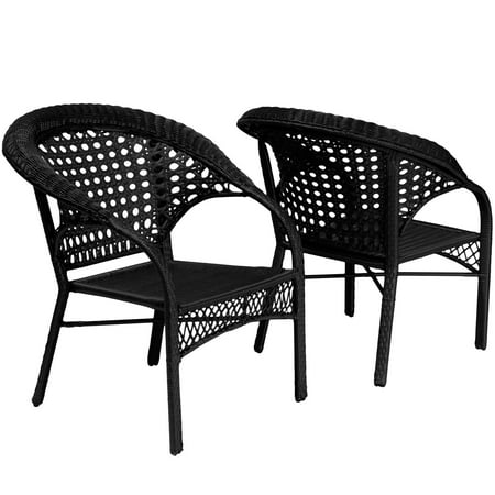 Maria Black All Weather Wicker Fan Back Outdoor Club Chair Set Of Maria Black All Weather Wicker Fan Back Outdoor Club Chair Set Of 2
