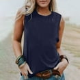 thumbnail image 3 of Lovskoo Women's 2025 Tank Top Summer Solid Color Round Neck Shirt Casual Shirt Tank Tops Sleeveless Blouse Navy, 3 of 7