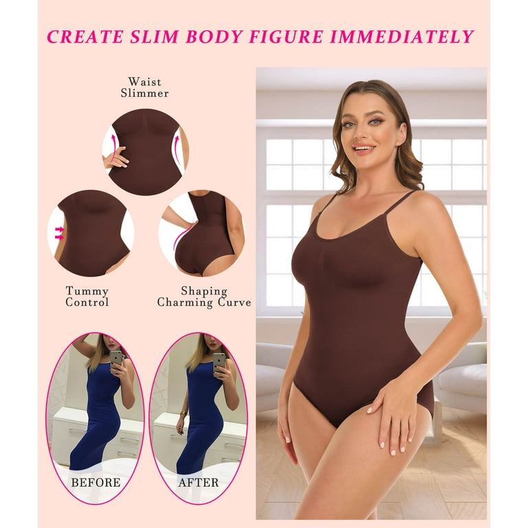 Thong Bodysuit Shapewear for Women Tummy Control Body Shaper, Seamless V  Neck Body Suit Jumpsuits (Color : Skin, Size : Medium) : :  Clothing, Shoes & Accessories